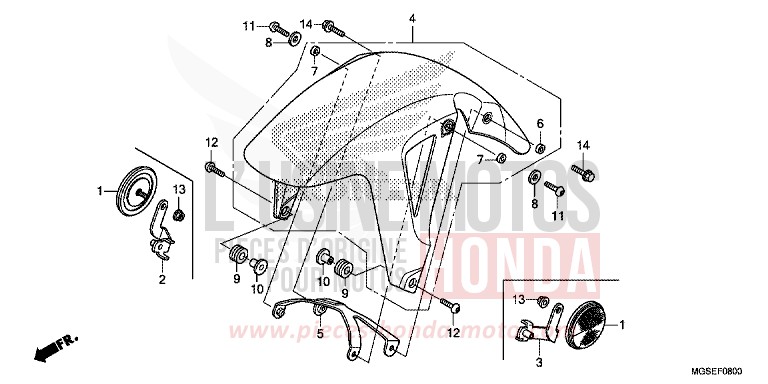 KOTFLUEGEL, VORNE von NC700S Schaltgetriebe PEARL SUNBEAM WHITE (NHA66) von 2013